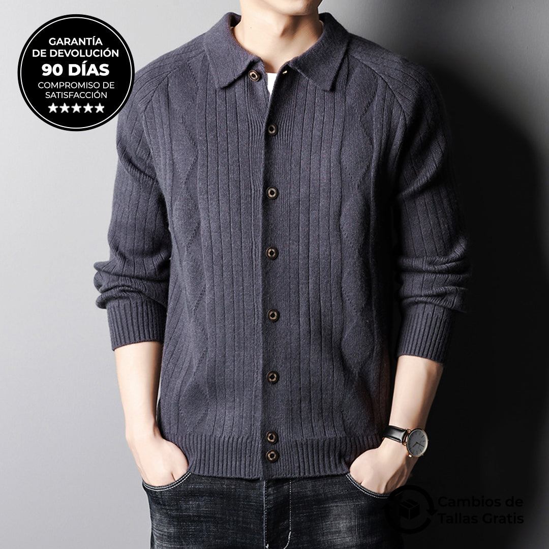 Cardigan Oxfor para Hombre