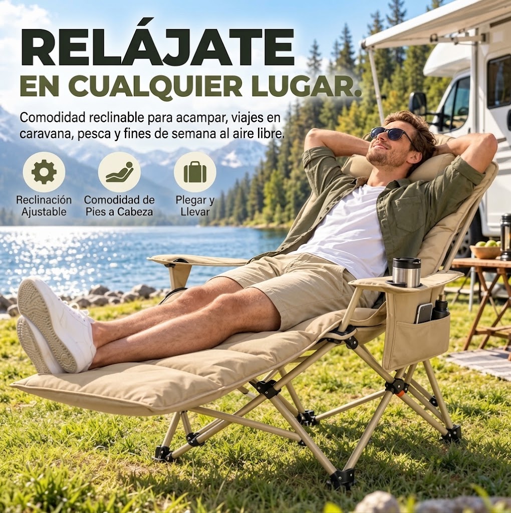 Silla de camping reclinable de 4 posiciones