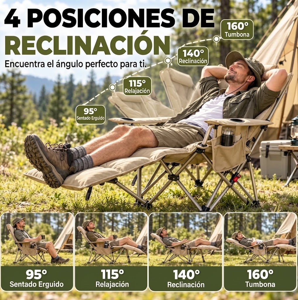 Silla de camping reclinable de 4 posiciones
