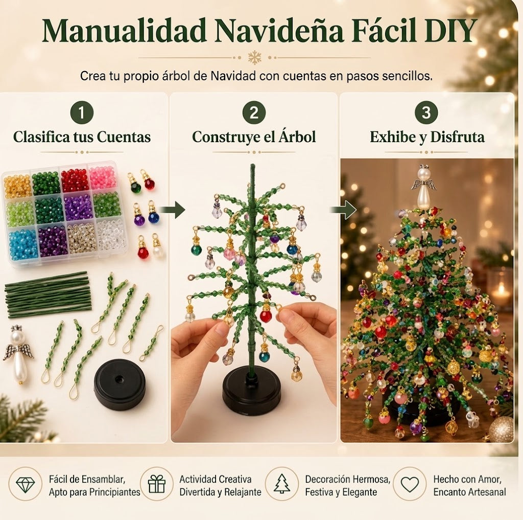 Kit de manualidades para hacer adornos navideños con cuentas para el árbol.
