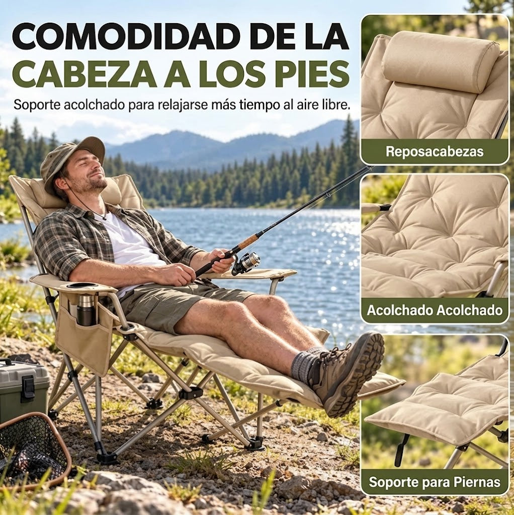 Silla de camping reclinable de 4 posiciones