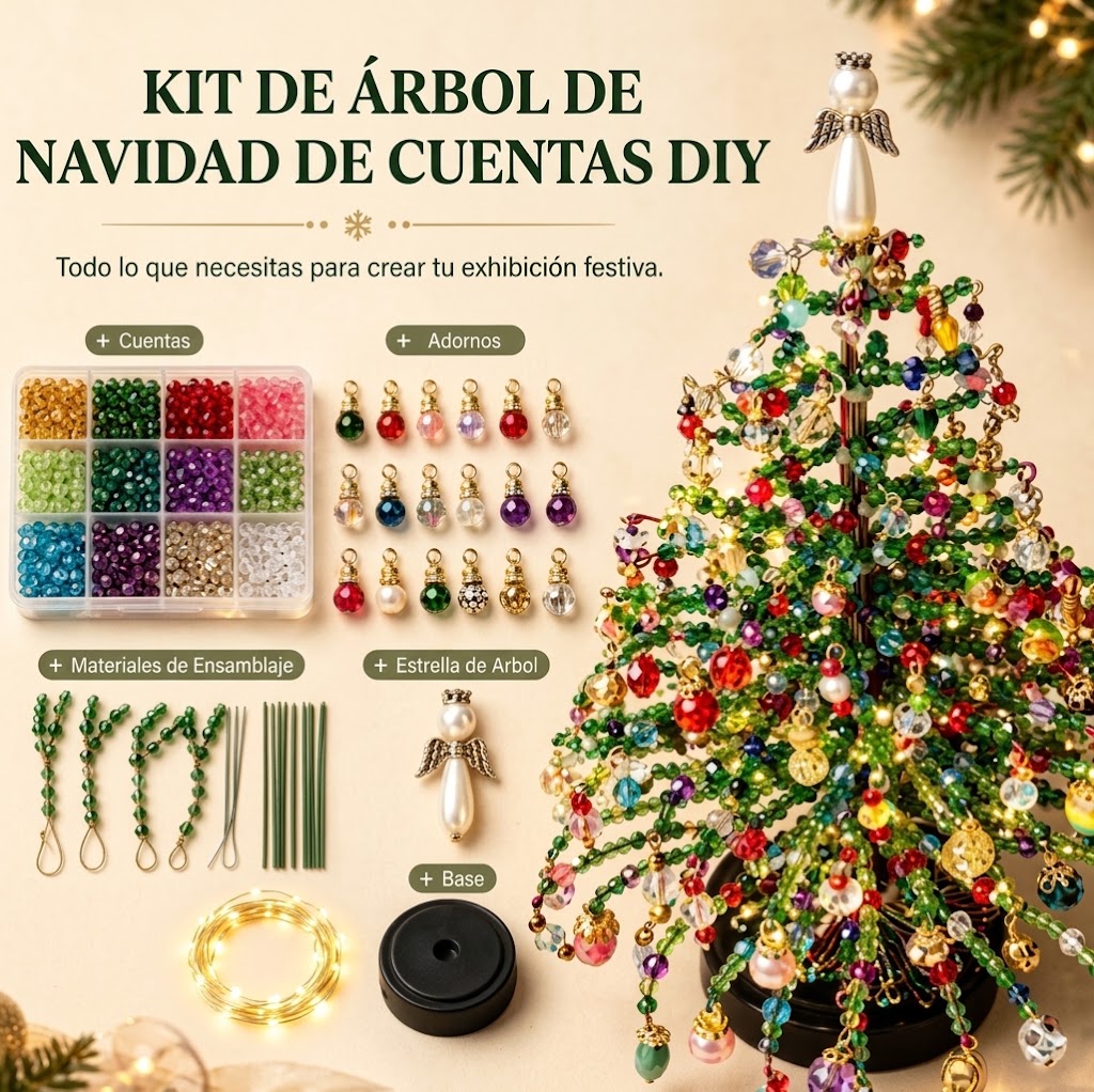 Kit de manualidades para hacer adornos navideños con cuentas para el árbol.