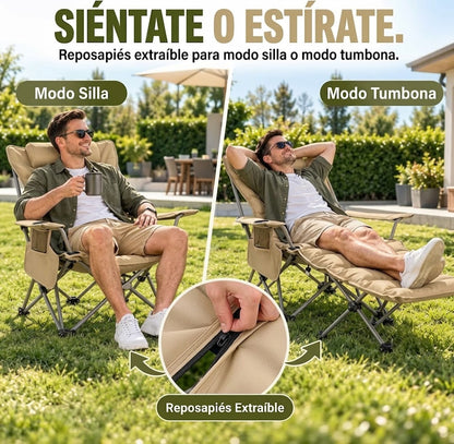Silla de camping reclinable de 4 posiciones