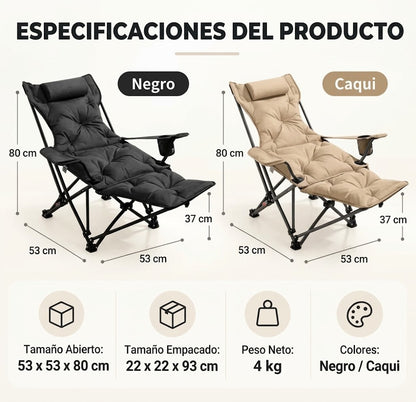 Silla de camping reclinable de 4 posiciones