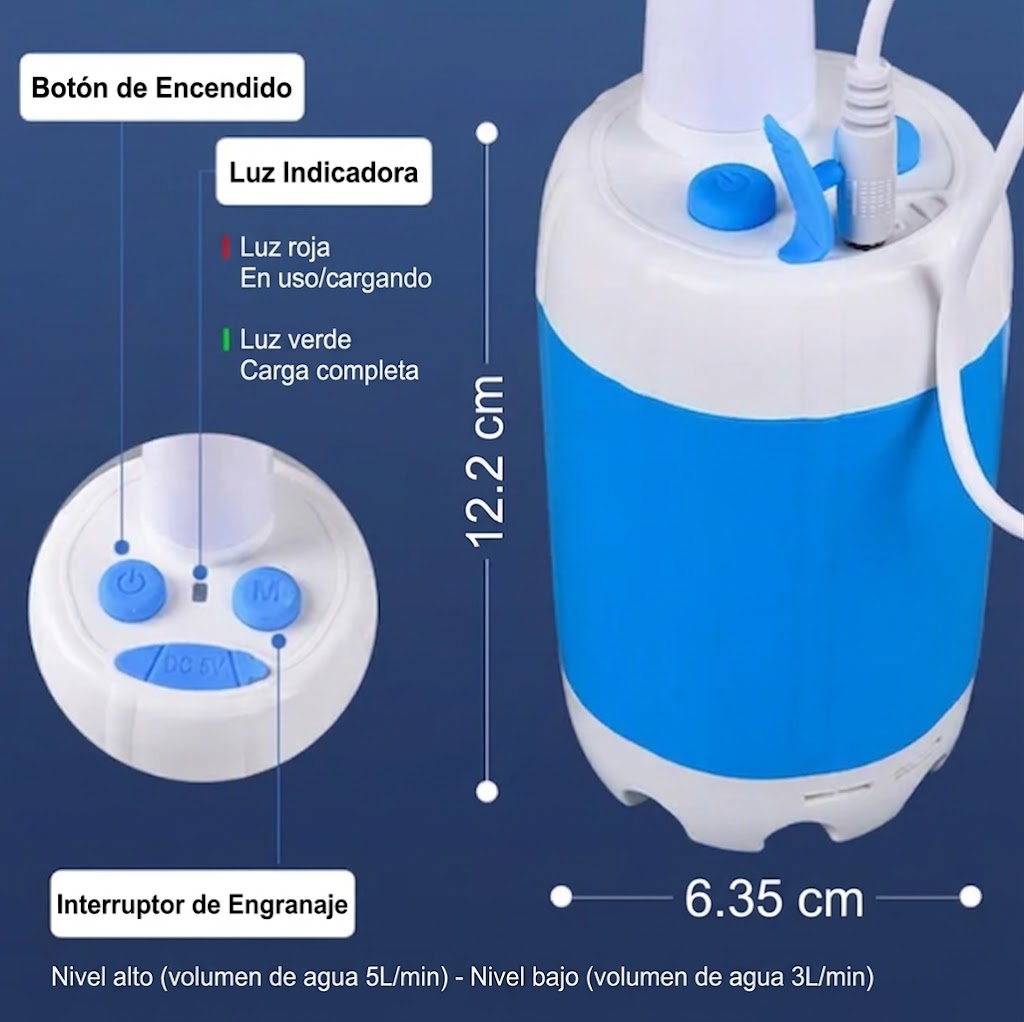 Ducha portátil para acampar con bomba de agua
