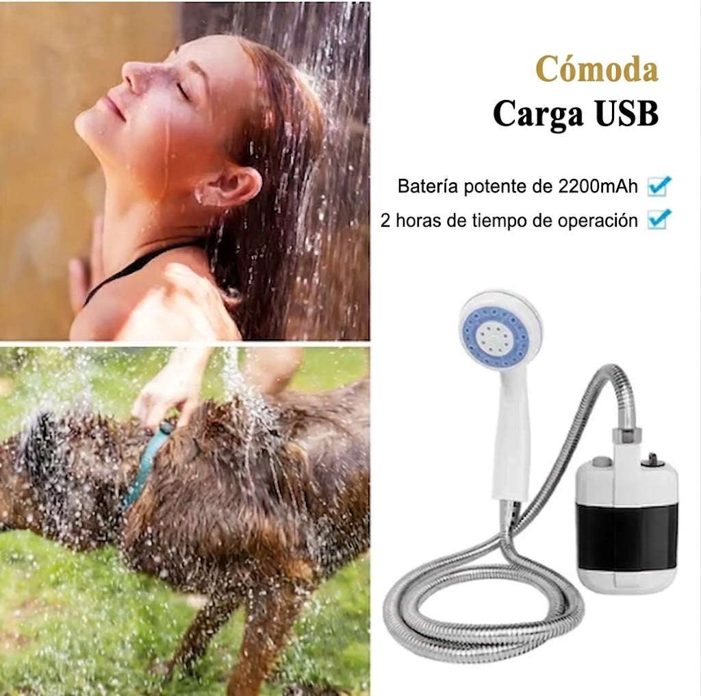 Ducha portátil para acampar con bomba de agua