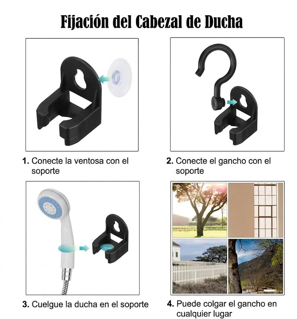 Ducha portátil para acampar con bomba de agua