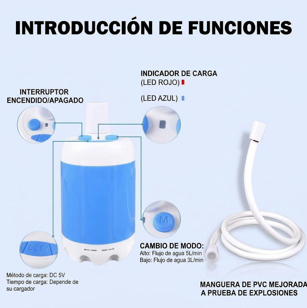 Ducha portátil para acampar con bomba de agua